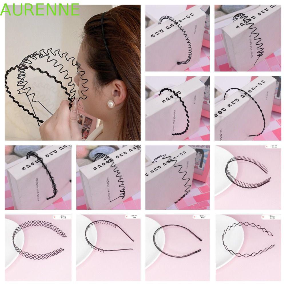 Argola De Cabelo De Metal Fino AURENNE , Faixa De Cabeça Em Forma De Onda Mola De Camada Dupla , Faixas Masculinas Cruza