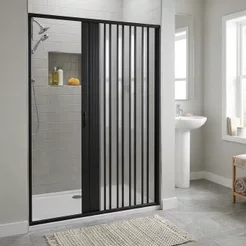 Box para Banheiro Sanfonado 185x130cm PVC Preto Preto