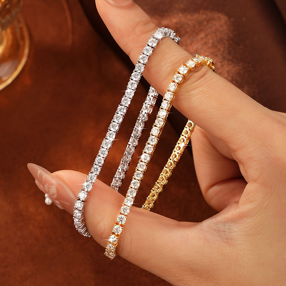 Pulseira De Tênis De Moissanite Real Certificada IOGOU GRA 0.1 Ct/0.3 0.5 Para Mulheres Cor D VVS1 Banhada A Ouro Joia B — imagem 2 de 2