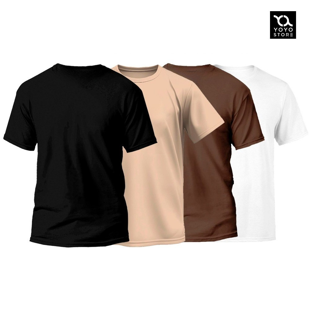 Kit 4 Camiseta 100% Algodão Varias Cores Plus Tendência Gola Redonda Lisa Confortável
