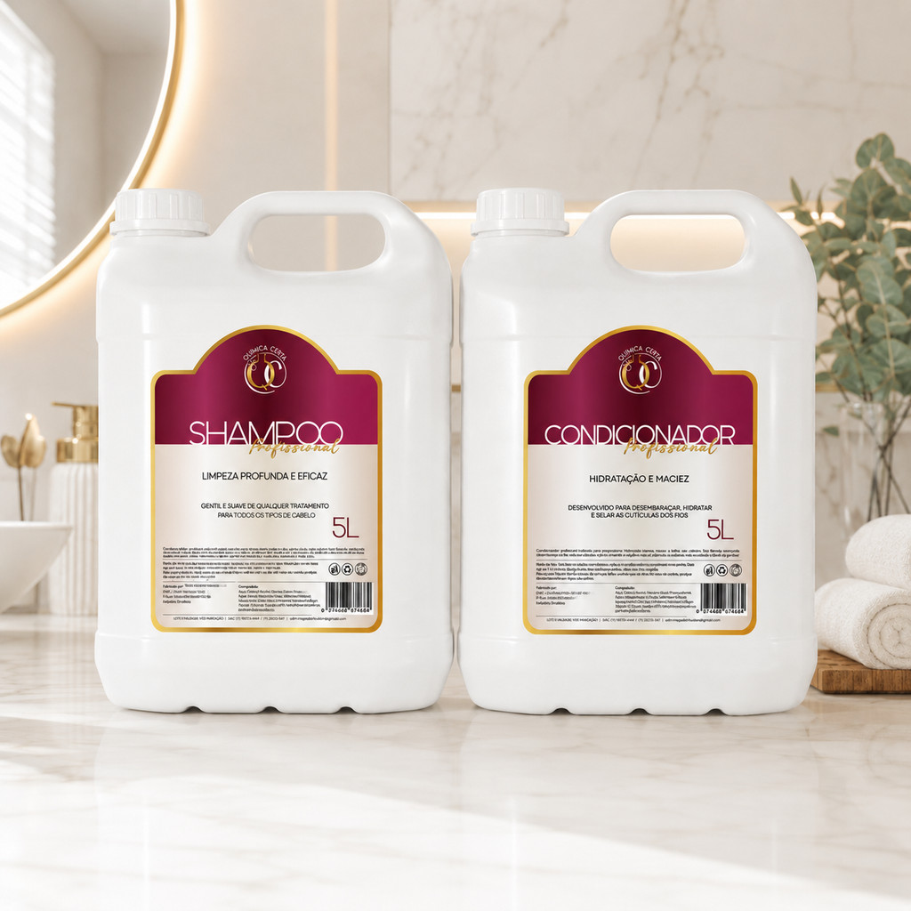 Kit Shampoo e Condicionador Limpeza Hidratante Galão 5L Química Certa