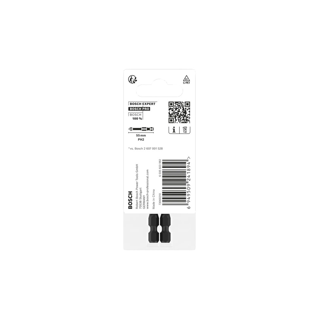 Bits Phillips 1/4" x 55mm PH2 Cartela com 02 Peças 2608522520 - BOSCH — imagem 2 de 2