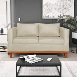 Sofá 2 Lugares 140cm Suede Esper Bege Bege