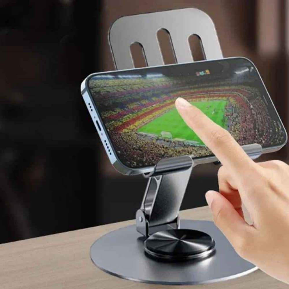 Suporte de Mesa Giratório 360 Graus Estrutura em Alumínio Resistente para Todos Celulares e Tablets
