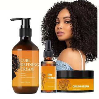 Conjunto De Modelagem De Cabelo Encaracolado De 3 Unidades Com Óleo De Argan-Inclui Creme Definidor De Cachos (3.5 Onças
