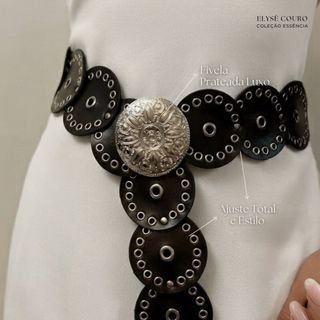 Cinto Feminino Boho com Fivela Metalizada Ajustável Cinto de Moda Country Western Elegante para Vestidos