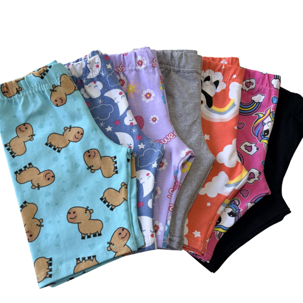 5 Short Bermuda Infantil Cotton Ciclista Menina Estampado Confortável