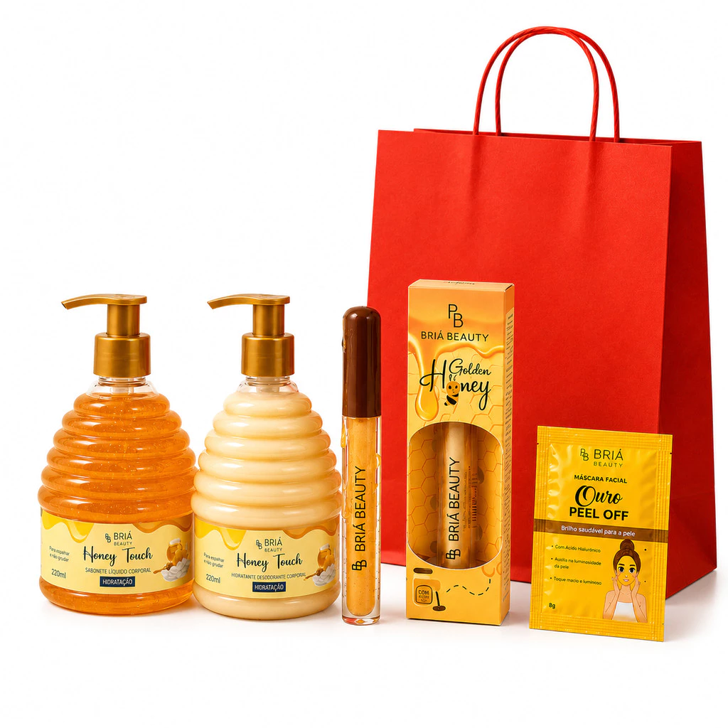 Kit Presente Feminino Sabonete E Hidratante Honey Touch Mel + Gloss Mel + Máscara Facial Briá Beauty — imagem 1