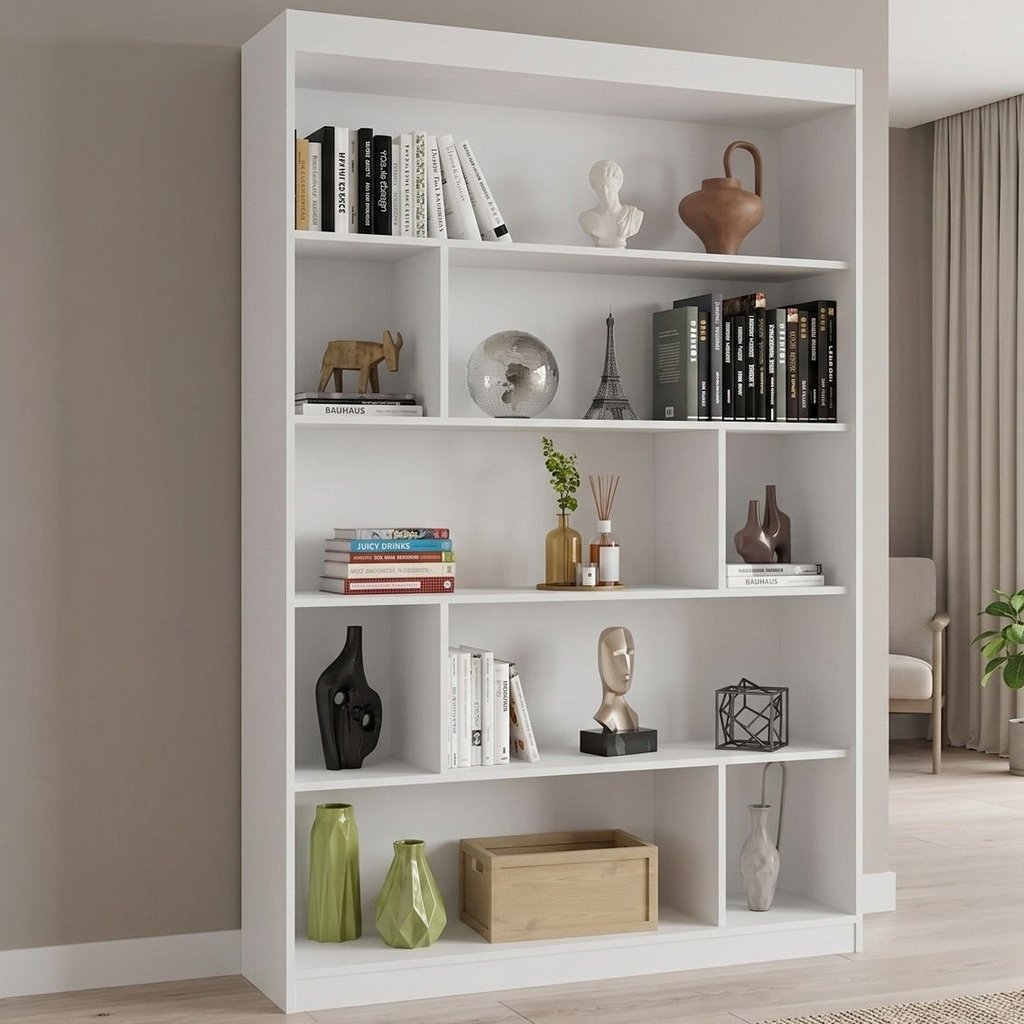Estante de Livros 120CMX181CM 4 Prateleiras Home Office Yescasa Branco Branco TX