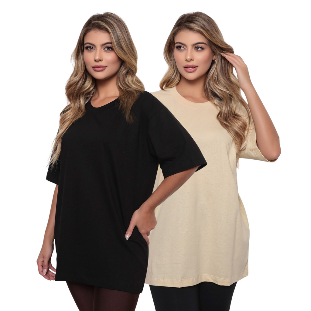 Kit 2 Camisetas Oversized Feminina Camisetão para Academia Treino