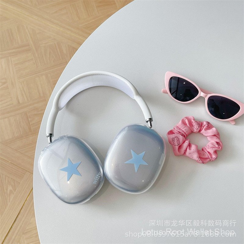 Capa protetora aplicável para Airpods Max da Coreia, estrela azul, capa transpar