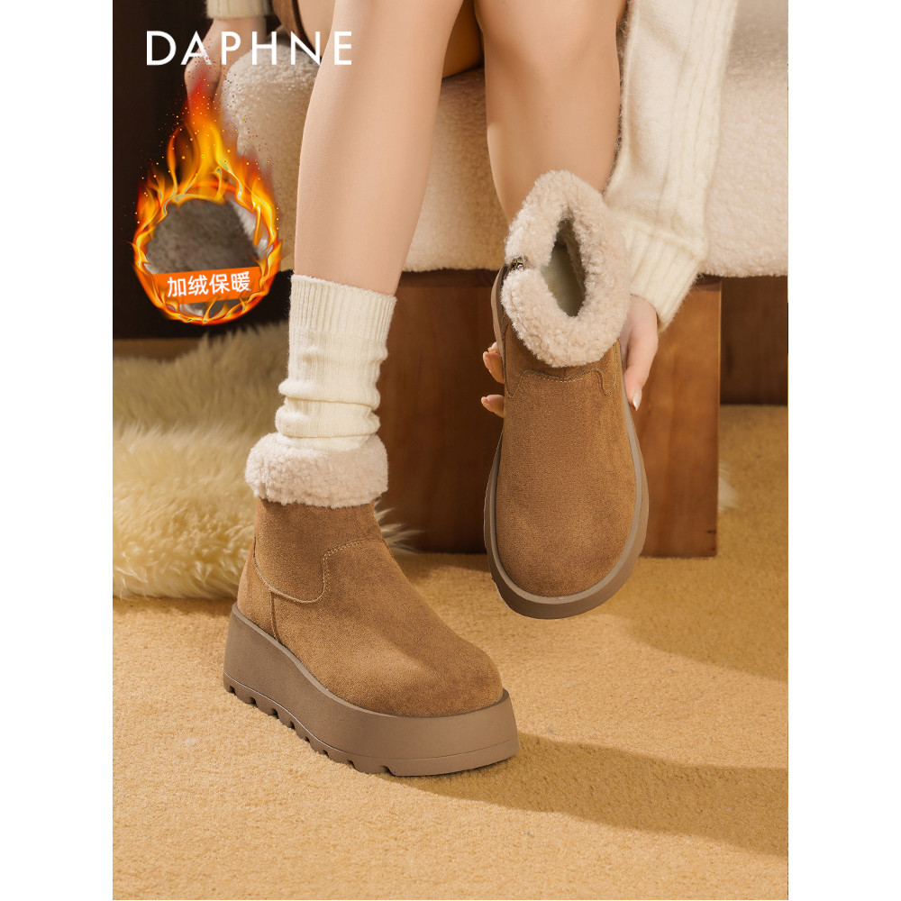 Daphne botas de neve de sola grossa feminina 2026 novo estilo inverno sapatos femininos sapatos peludos sapatos de algod