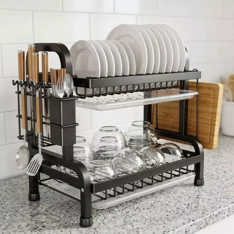 Escorredor de Louça Kitchen Rack em Aço Inoxidável Preto para Pia 43cm — foto 7