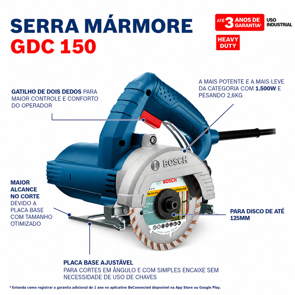 Serra Mármore GDC 150 Bosch TITAN 1500W 5"
