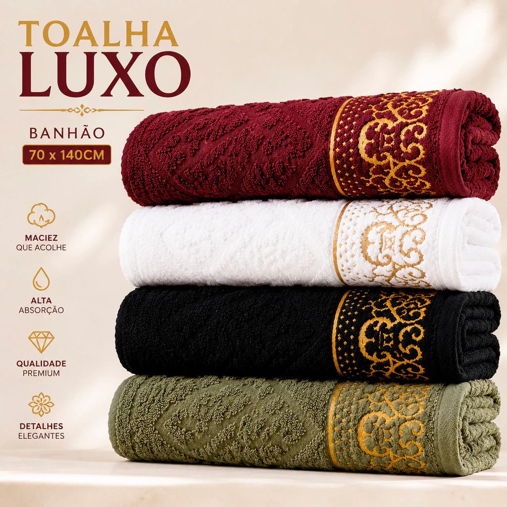 Toalhas Ouro Luxo 100% Algodão | Maciez, Alta Absorção e Qualidade Premium — imagem 1