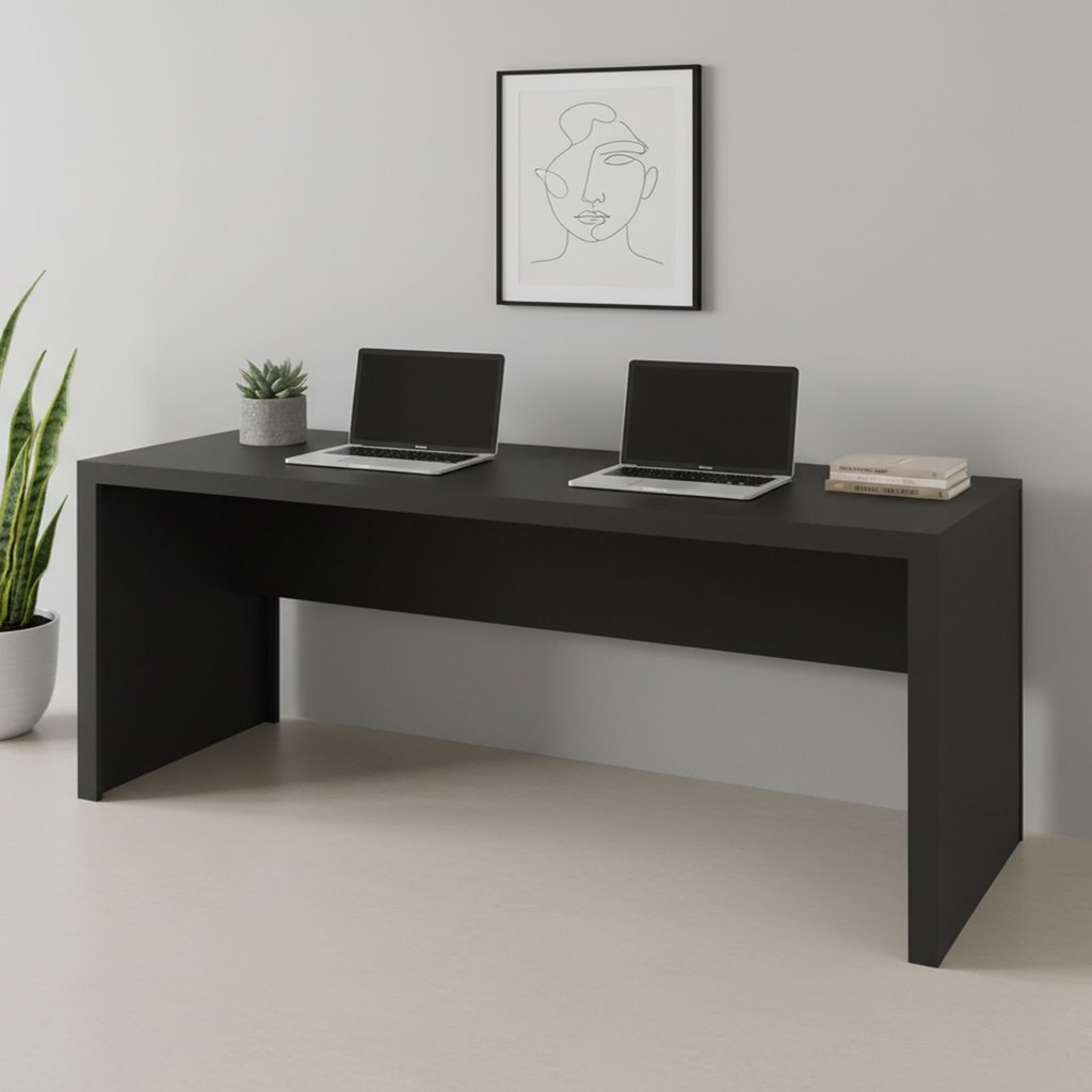 Escrivaninha Mesa Escritório ME4109 163cm Preto Preto