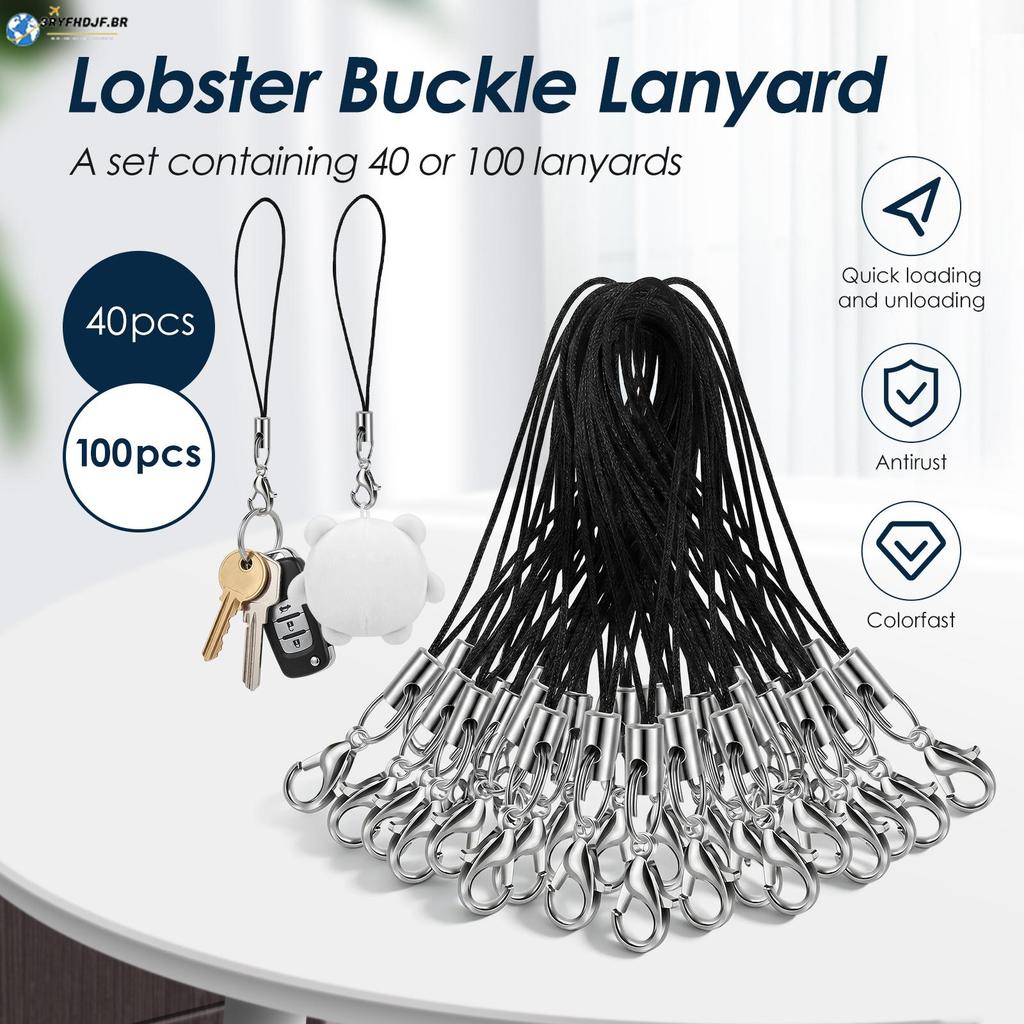 40/100 Pçs Pulseira De Encantos De Telefone Com Fecho Lagosta Preto Cordão Cinta Versátil Charme Celular Para Chaveiro S