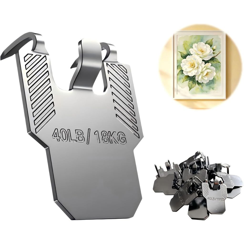 Novo Kit com 20 Peças de Suportes para Quadros em Drywall de 40 lb, Suportes para Quadros em Drywall, Sem Danos, Suporte