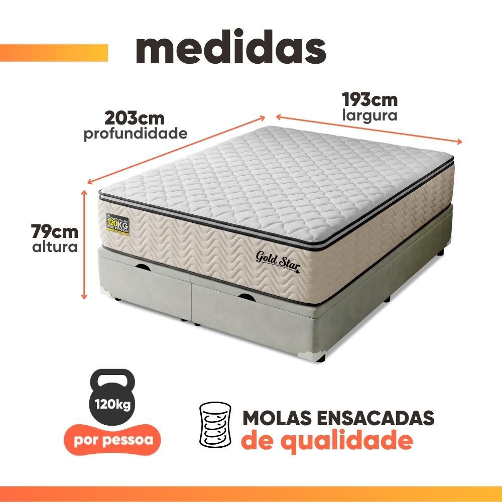 Cama Box Baú Colchão King Molas Ensacadas 193x203x79cm Gold Star Hellen — imagem 2 de 2