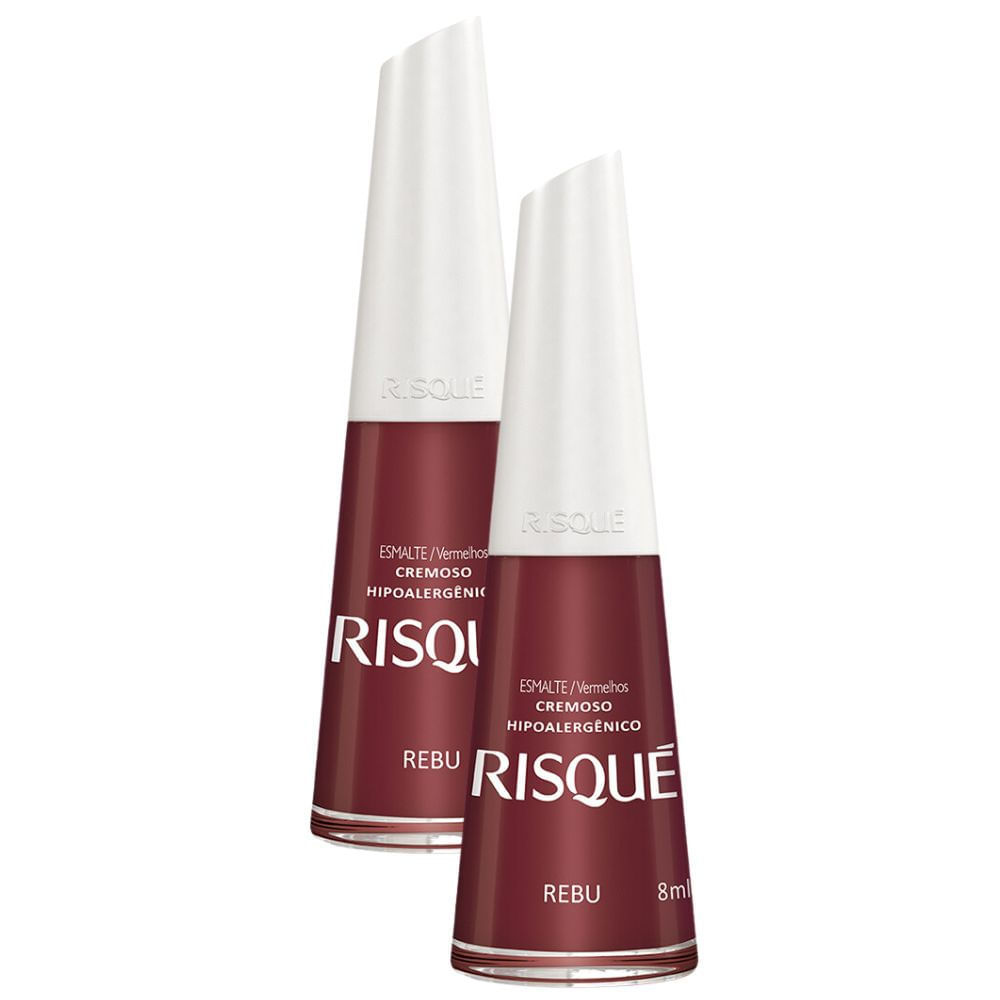 Kit 2 Esmalte Risqué Vermelho Cremoso Rebu 8ml