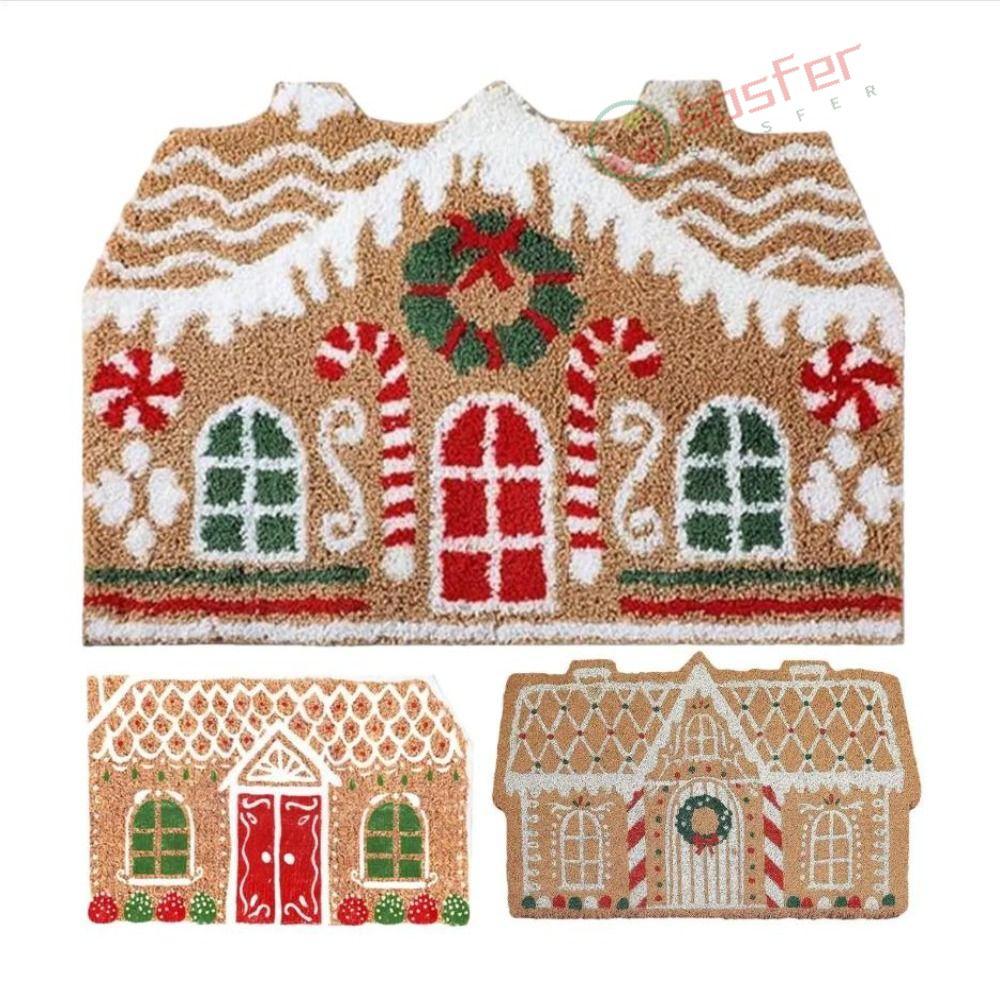 Tapete De Natal SOSFER , Antiderrapante De Desenho Animado , Capacho De Boas-Vindas Em Formato De Quarto