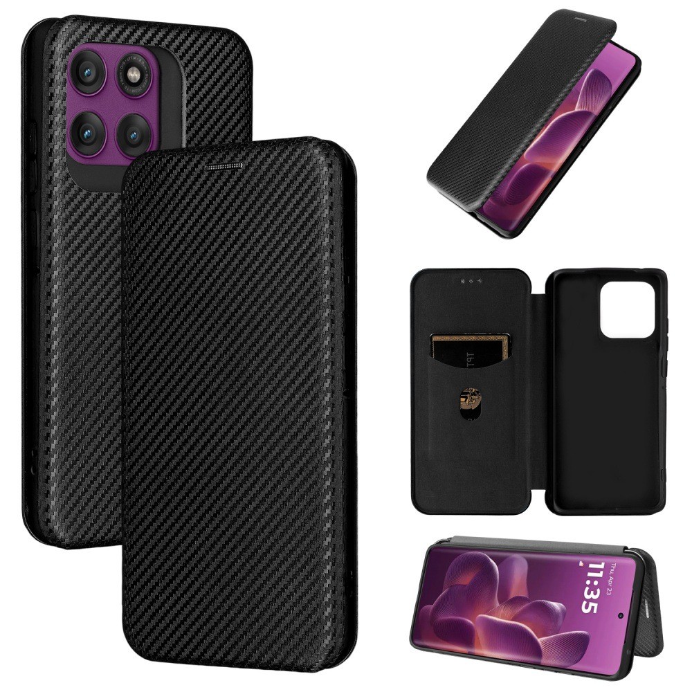 Capa De Telefone Flip De Fibra De Carbono Para Motorola Edge 50 40 Fusione G14 G