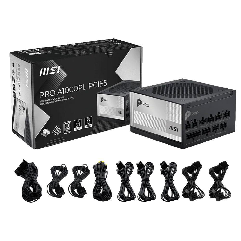 Fonte De Alimentacao Msi 1000w Pro A1000pl Pcie5 80 Plus Platinum Full Modular A