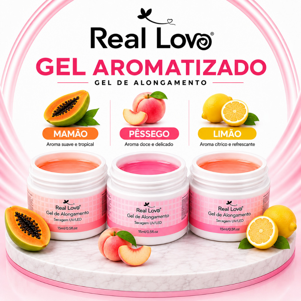 Gel de Alongamento para Unhas Linha Light Aromatizado 15ml - Real Love
