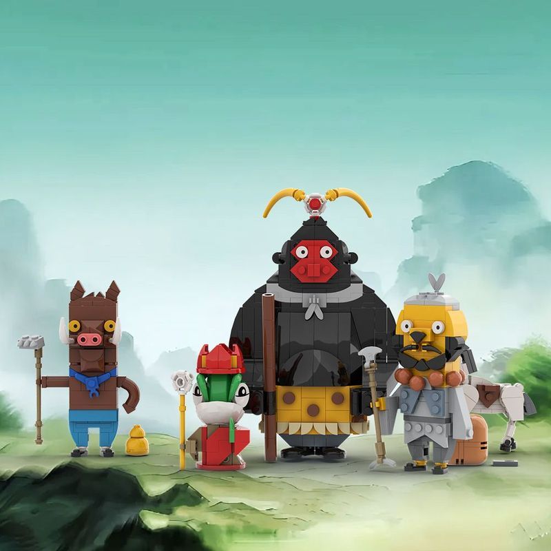MOC Langlang Mountain Little Monster Quádruplo Brinquedos compatíveis com pequenas partículas 