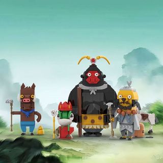 MOC Langlang Mountain Little Monster Quádruplo Brinquedos compatíveis com pequenas partículas 