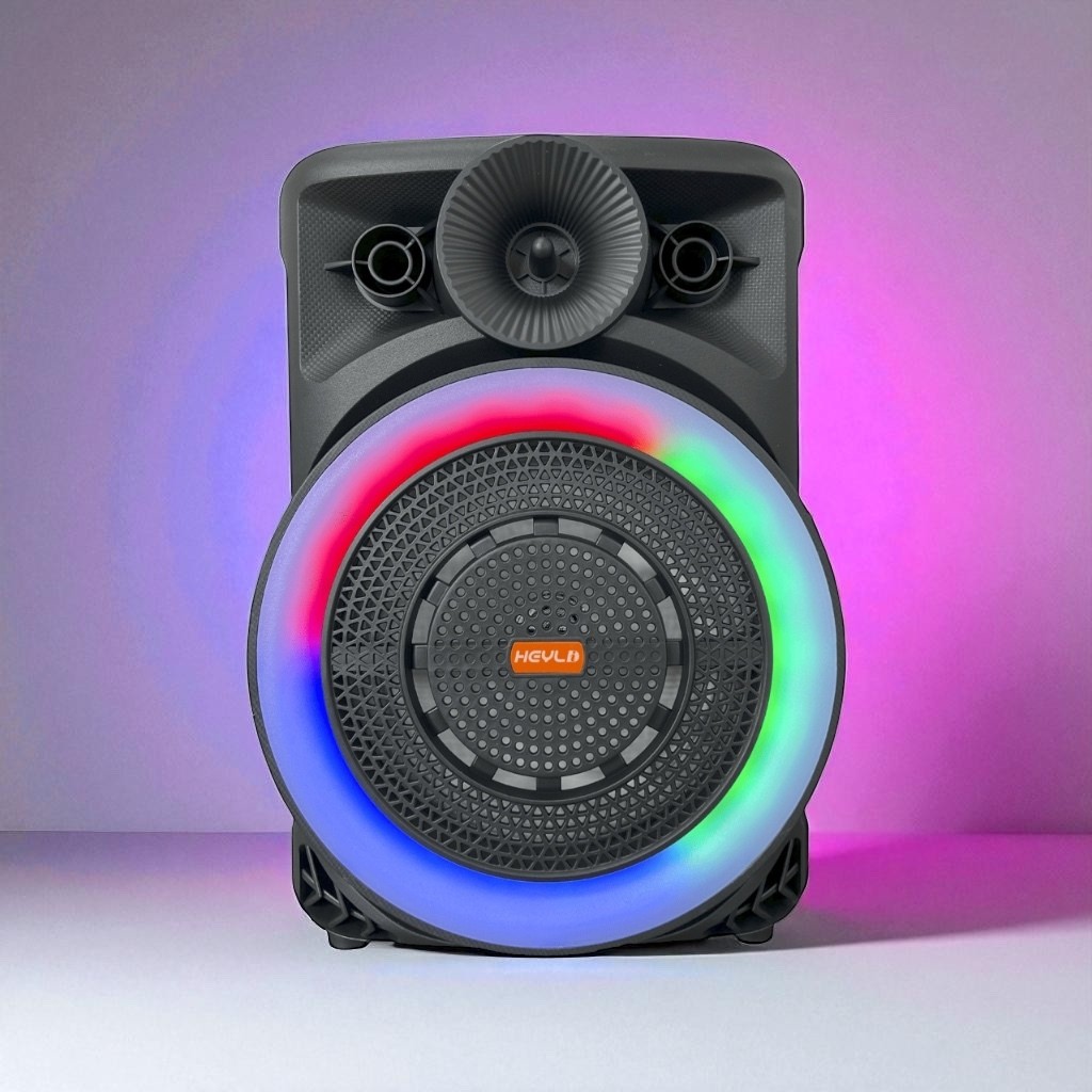 Caixa de Som Bluetooth Portátil 2000W PMPO com LED RGB Microfone USB SD Aux Karaokê Anti-Impacto