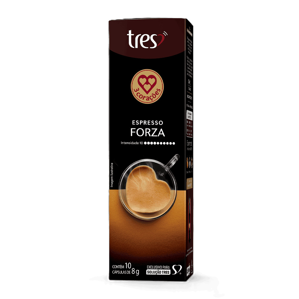 3 Corações Café em cápsula torrado e moído espresso forza 10 unidades 80g
