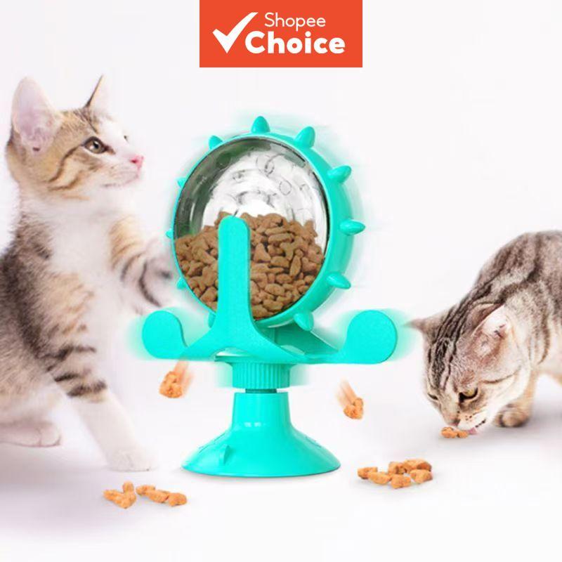 Dispensador De Tratamento De Moinho De Vento Brinquedo De Gato Quebra-Cabeça Interativo De Alimentador Lento Para Gatos