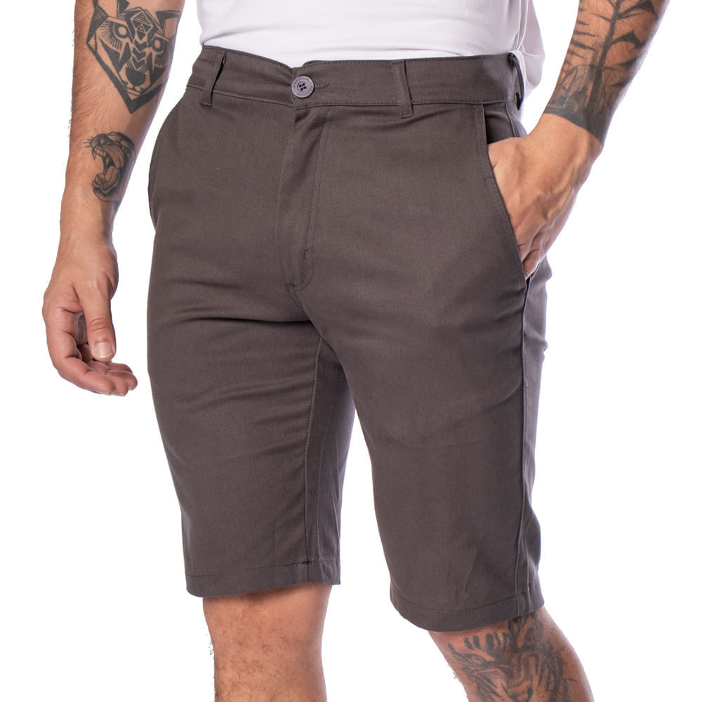 Bermuda Jeans Masculina Preston Slim Cinza Escuro