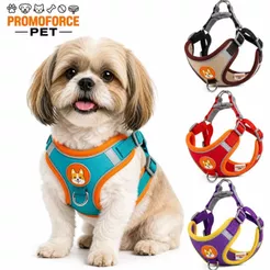 Coleira Peitoral Cachorro Gato Cães Confortável Pequenos e Médios Reflexiva Kit Guia + Coleira Ajustável