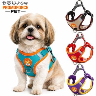 Coleira Peitoral Cachorro Gato Cães Confortável Pequenos e Médios Reflexiva Kit Guia + Co…