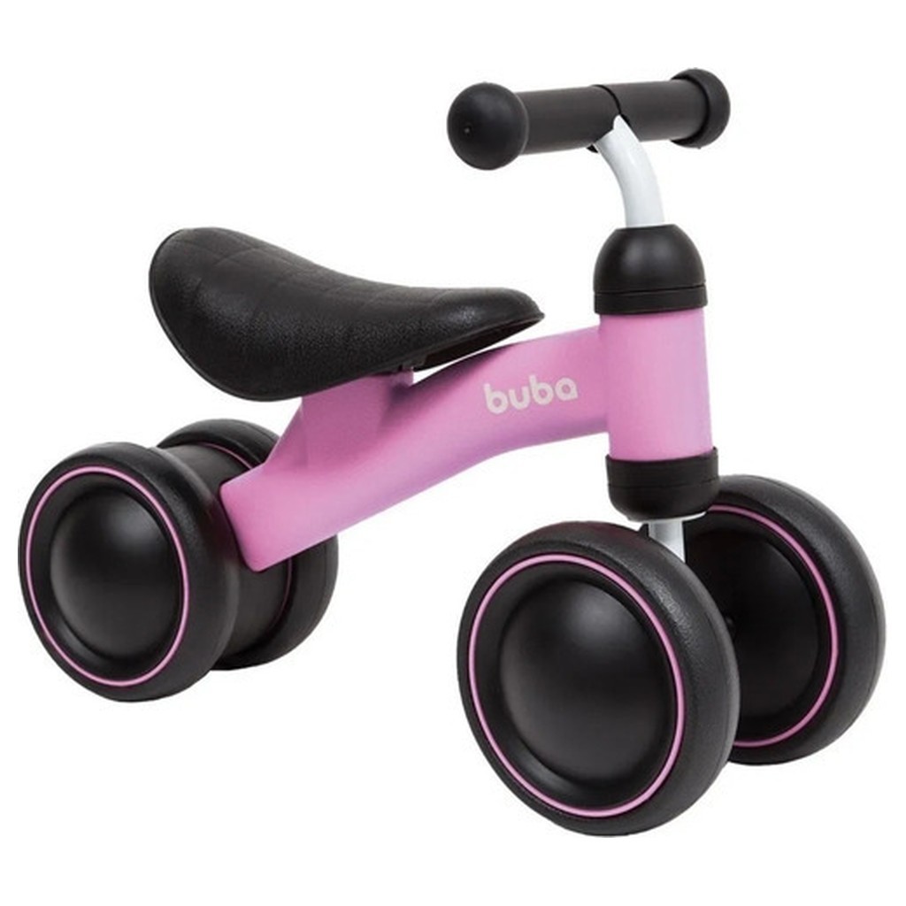Bicicleta Equilíbrio 4 Rodas Buba Infantil Sem Pedal Rosa Bebê Criança EVA Metal 1 2 Anos 20kg 35cm 50cm 20cm INMETRO