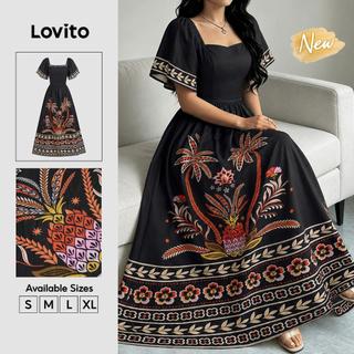 (New Arrival) Lovito Padrão de Vestido Boho com Zíper Vestido de Primavera/verão para Mulheres DRB38BR134
