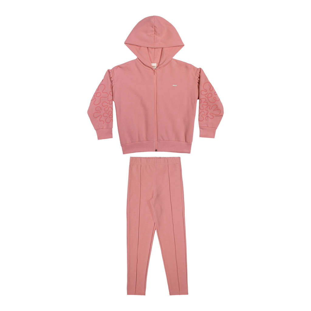 Conjunto Infantil Menina Floral em Relevo Elian Rosa