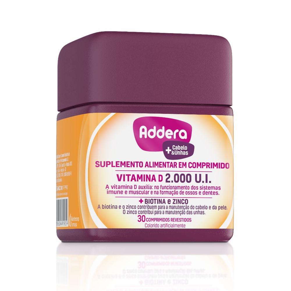 Vitamina D Addera Cabelos e Unhas 2000UI - 30 Comprimidos