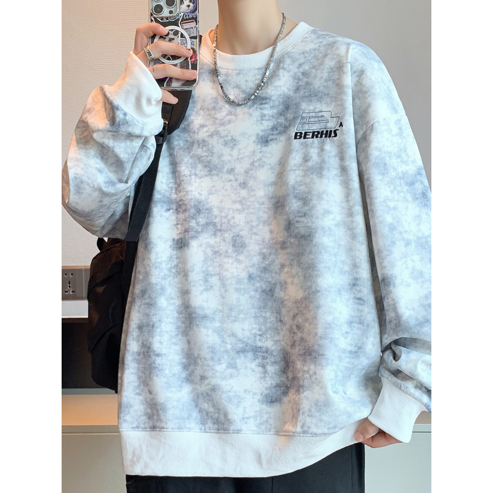 Tie-Dye camuflagem moletom sujo masculino de manga comprida camiseta primavera outono inverno adolescente estudantes ruf