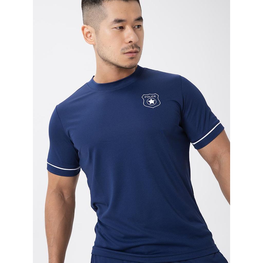 HANSBENNY2025 primavera verão masculino de secagem rápida camiseta esportes Fitness correndo lazer policial uniforme Ori