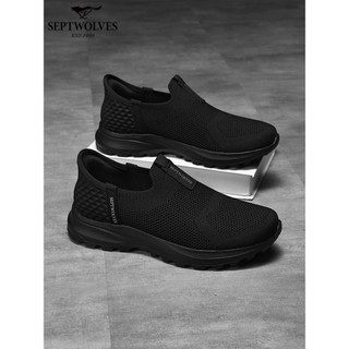 Sete lobos masculinos deslizamento-em sapatos de rede leve 2026 verão novo estilo velho pequim sapatos de pano respiráve