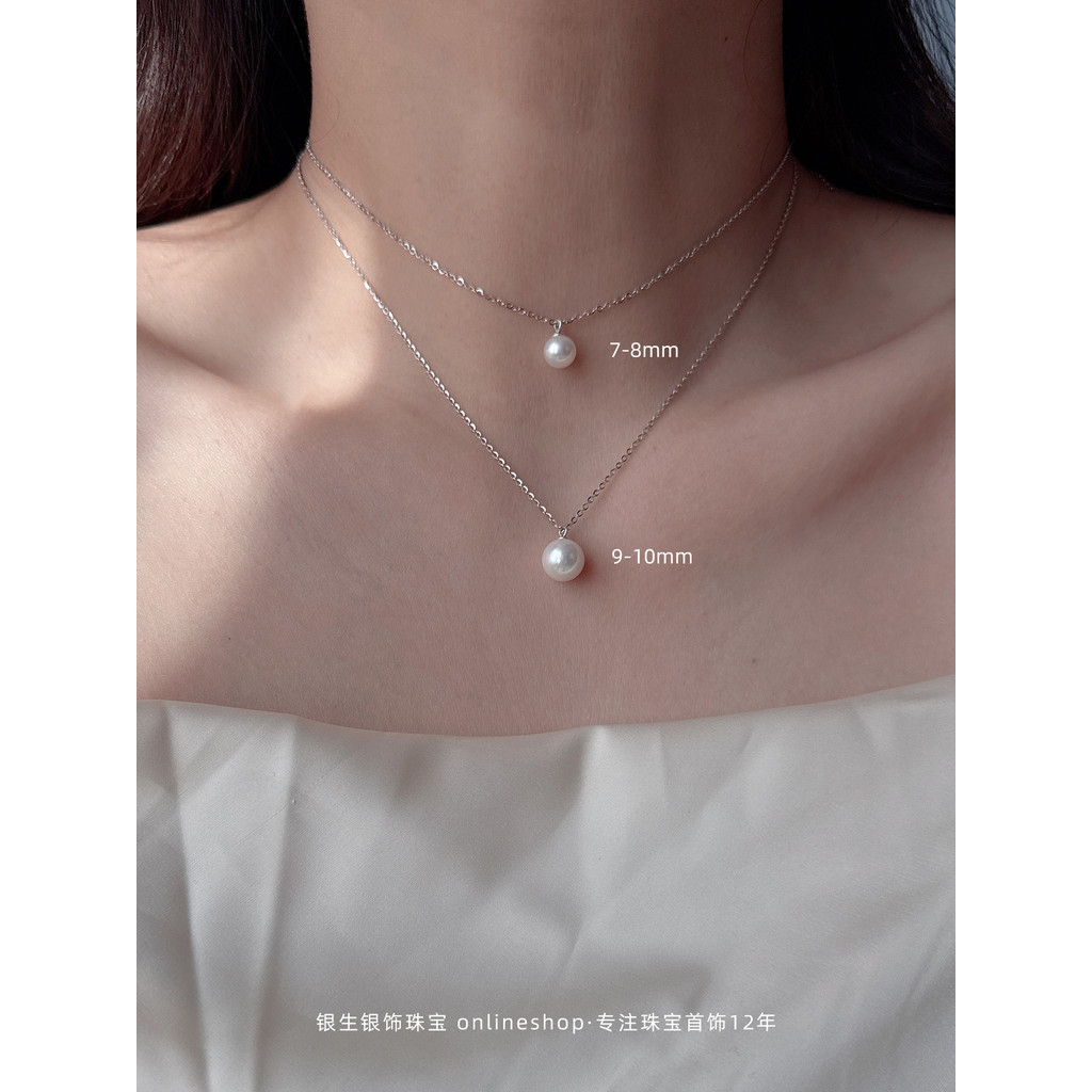 S925 prata esterlina simples um Real pérola colar feminino ajustável Natural de água doce pérola colar clavícula corrent