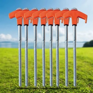 Estacas Espiraladas Reforçadas para Tendas com Soquete Hexagonal, 8 Peças de Estacas de Camping Rosqueáveis para Furadei