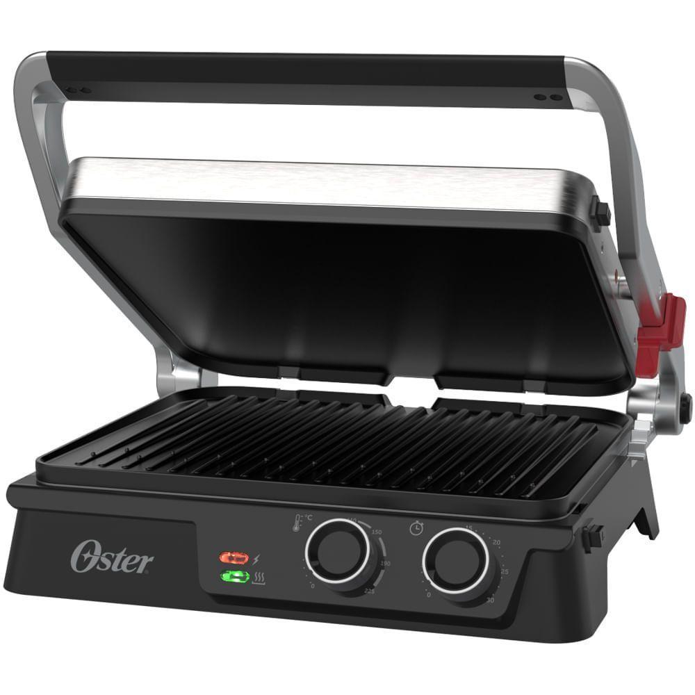 Grill Elétrico Oster OGRL640 Timer Control com Chapas Destacáveis 2100W Preto 220V