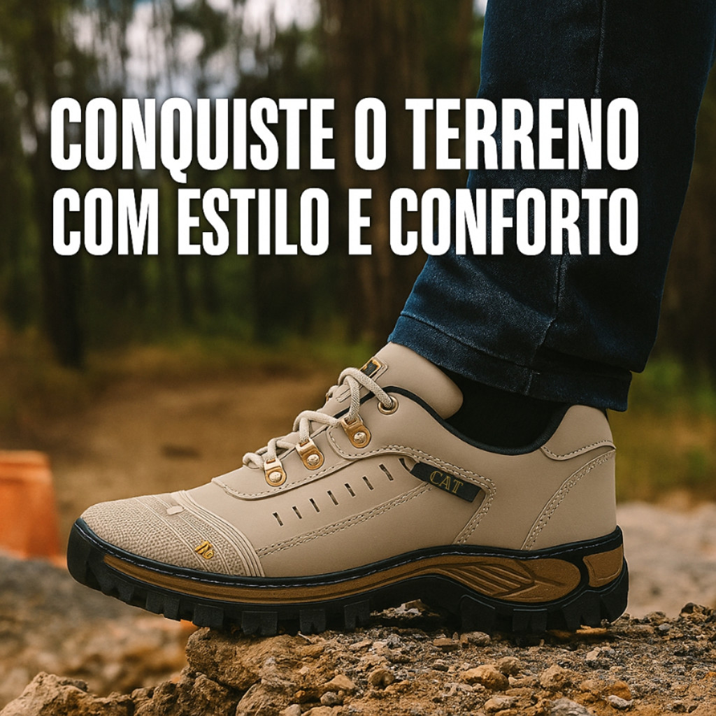 Tênis e Bota Adventure Tática Unissex Couro Reforçado Trabalho Trilha Caminhada Motoqueiro Leve Resistente