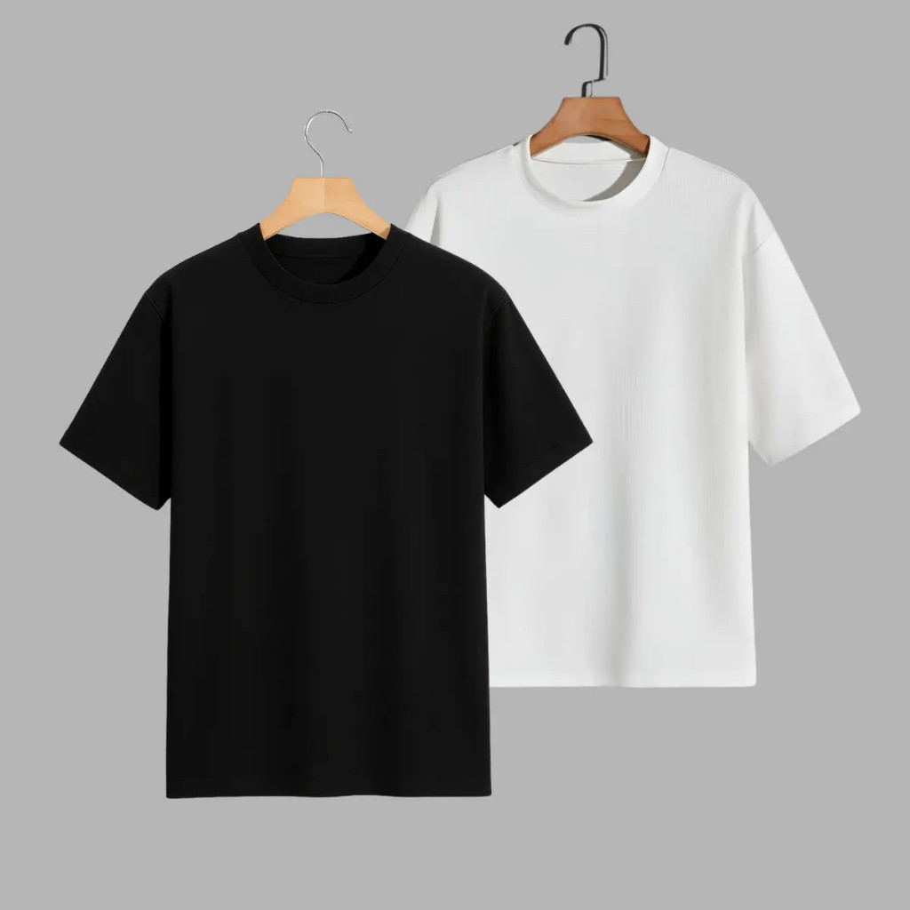 Kit 2 Camisetas Oversized Masculinas 100% Algodão Penteado Premium Streetwear Confortáveis
