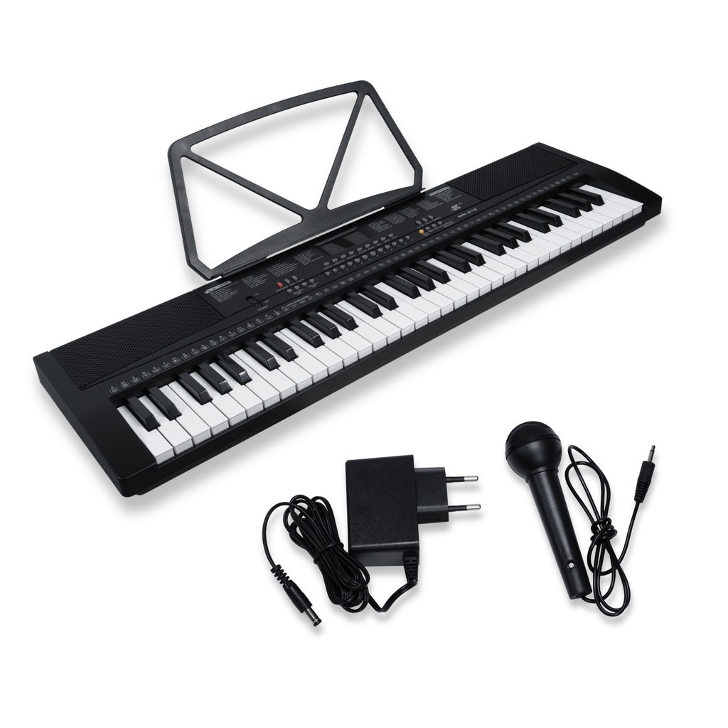 Teclado Eletrônico MK313 61 Teclas Com Estante De Partitura Alto-Falantes Musical Digital Microfone