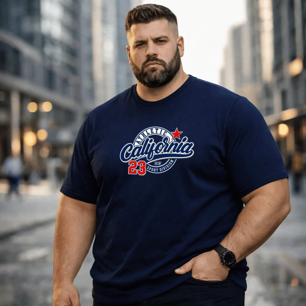 Camiseta Masculino Plus Sise Estampada Athletic California Blusa 100% Algodão Do P ao GG do G1 Ao G5 Plus Sise